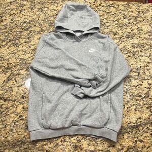 Nike Boy Sportswear Club Fleece Hoodie Heather Gray L Large Pullover Sweatshirt